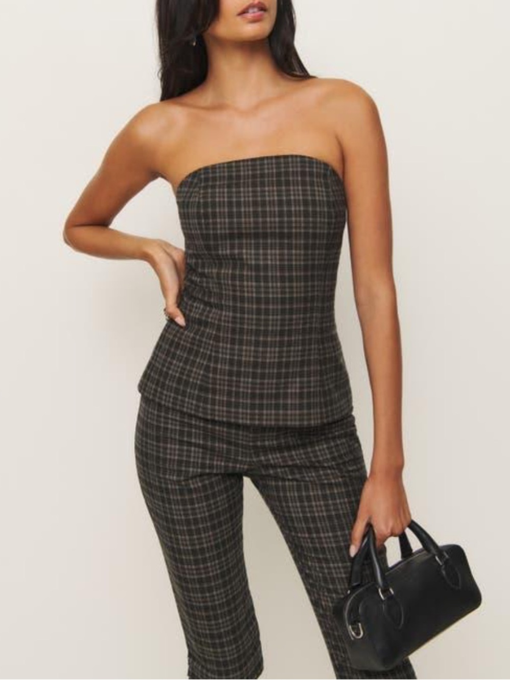 Reformation Plaid top and capri pants set